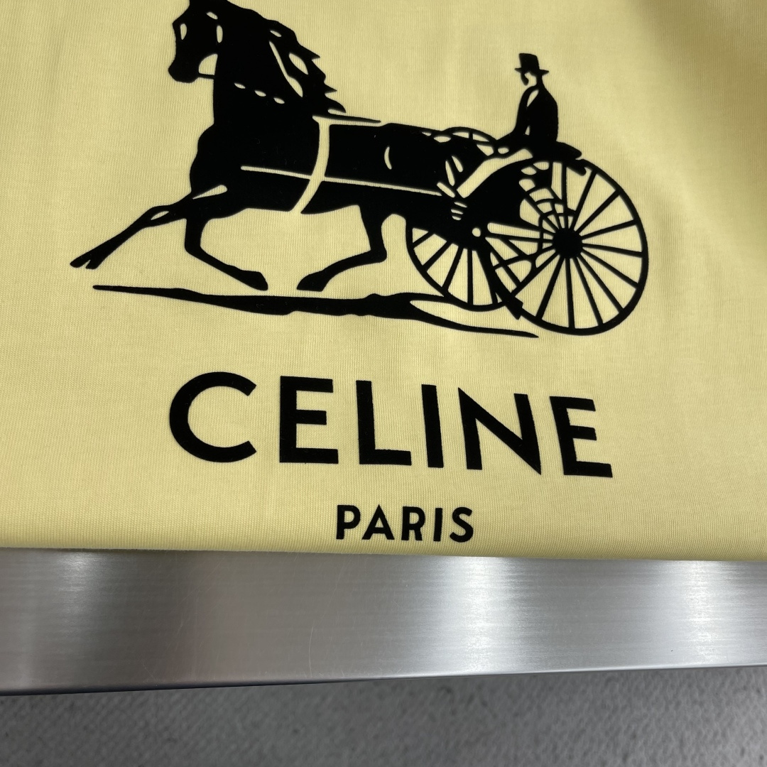 -Celin 2026春夏新款短袖T恤重磅纯棉字母logo 植绒码数：S M L XL XXL