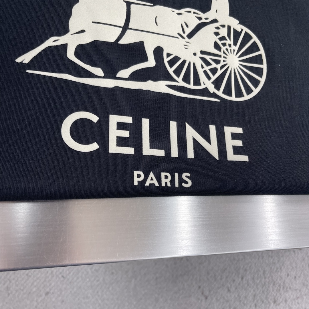 -Celin 2026春夏新款短袖T恤重磅纯棉字母logo 植绒码数：S M L XL XXL