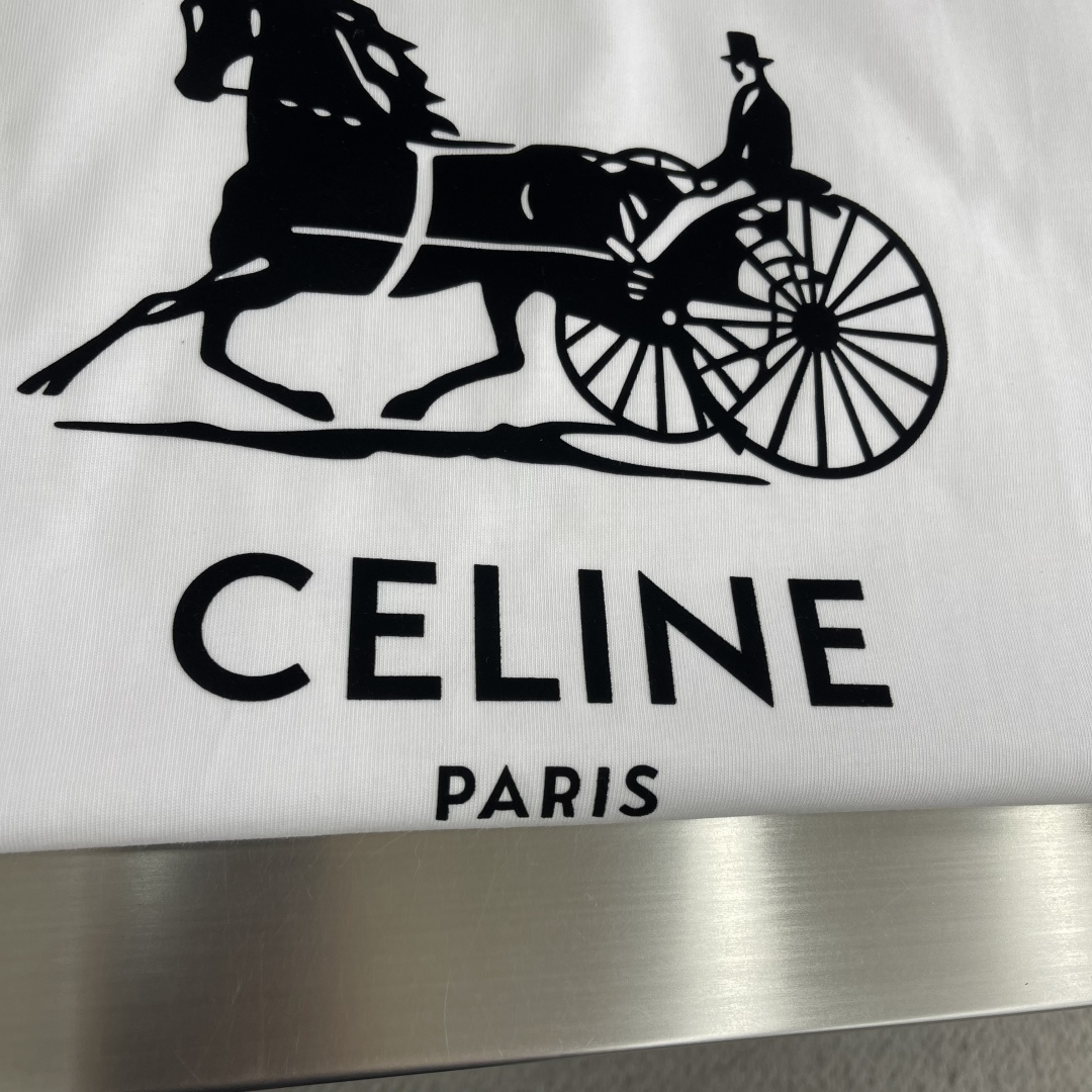-Celin 2026春夏新款短袖T恤重磅纯棉字母logo 植绒码数：S M L XL XXL