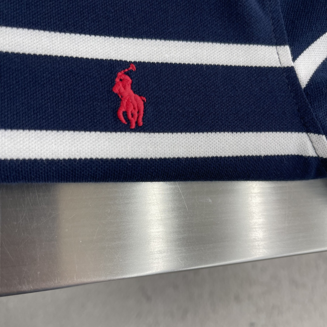 -RaLoro Pianah Lauren拉夫劳伦亨利领开胸短袖T恤衫面料100%珠地棉，胸口进口刺绣L