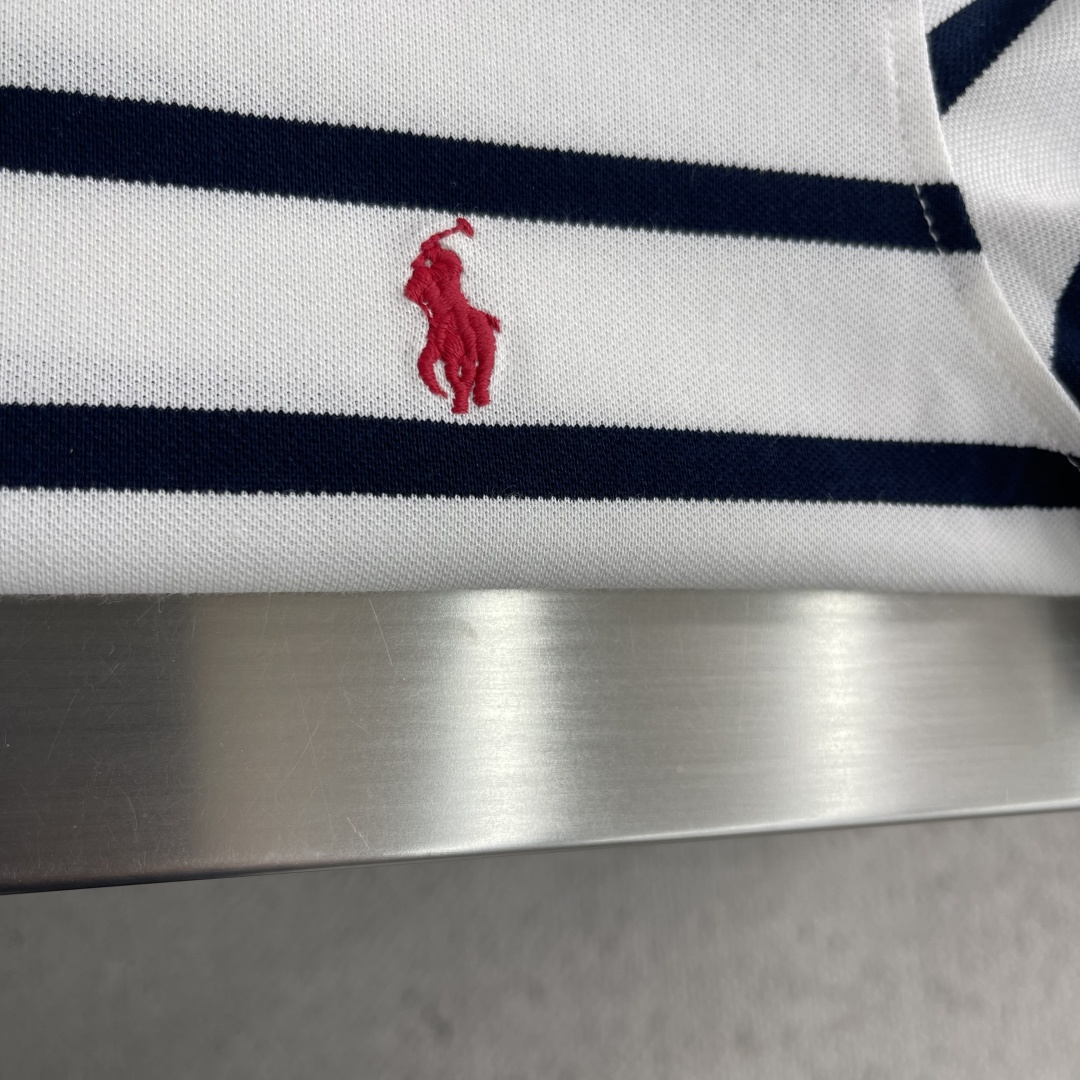 -RaLoro Pianah Lauren拉夫劳伦亨利领开胸短袖T恤衫面料100%珠地棉，胸口进口刺绣L