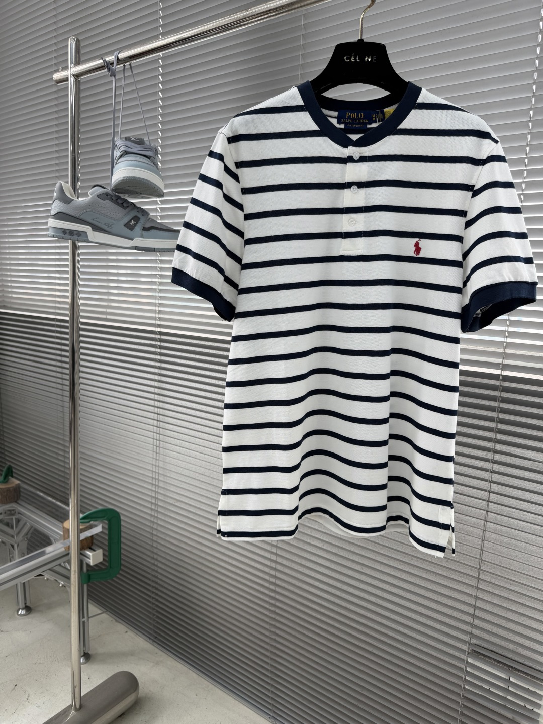 -RaLoro Pianah Lauren拉夫劳伦亨利领开胸短袖T恤衫面料100%珠地棉，胸口进口刺绣L