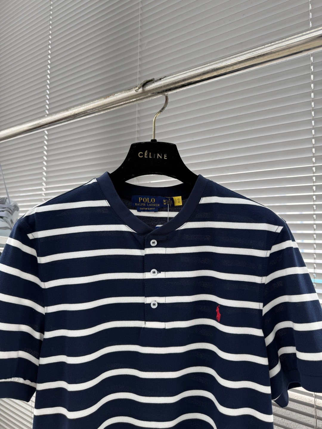 -RaLoro Pianah Lauren拉夫劳伦亨利领开胸短袖T恤衫面料100%珠地棉，胸口进口刺绣L