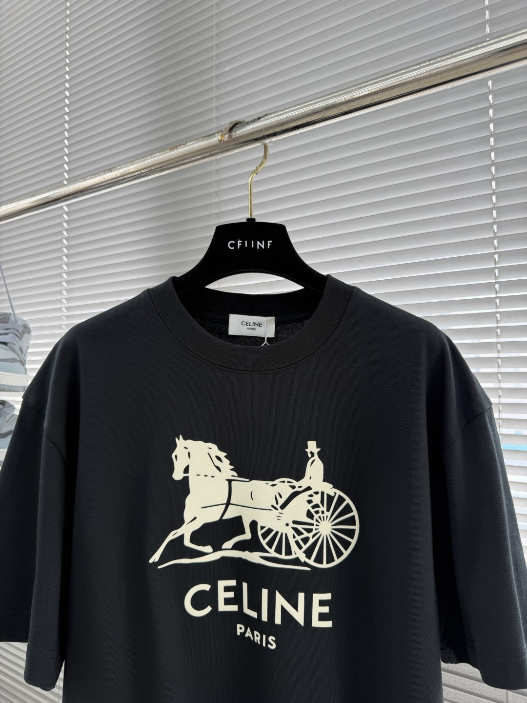 -Celin 2026春夏新款短袖T恤重磅纯棉字母logo 植绒码数：S M L XL XXL