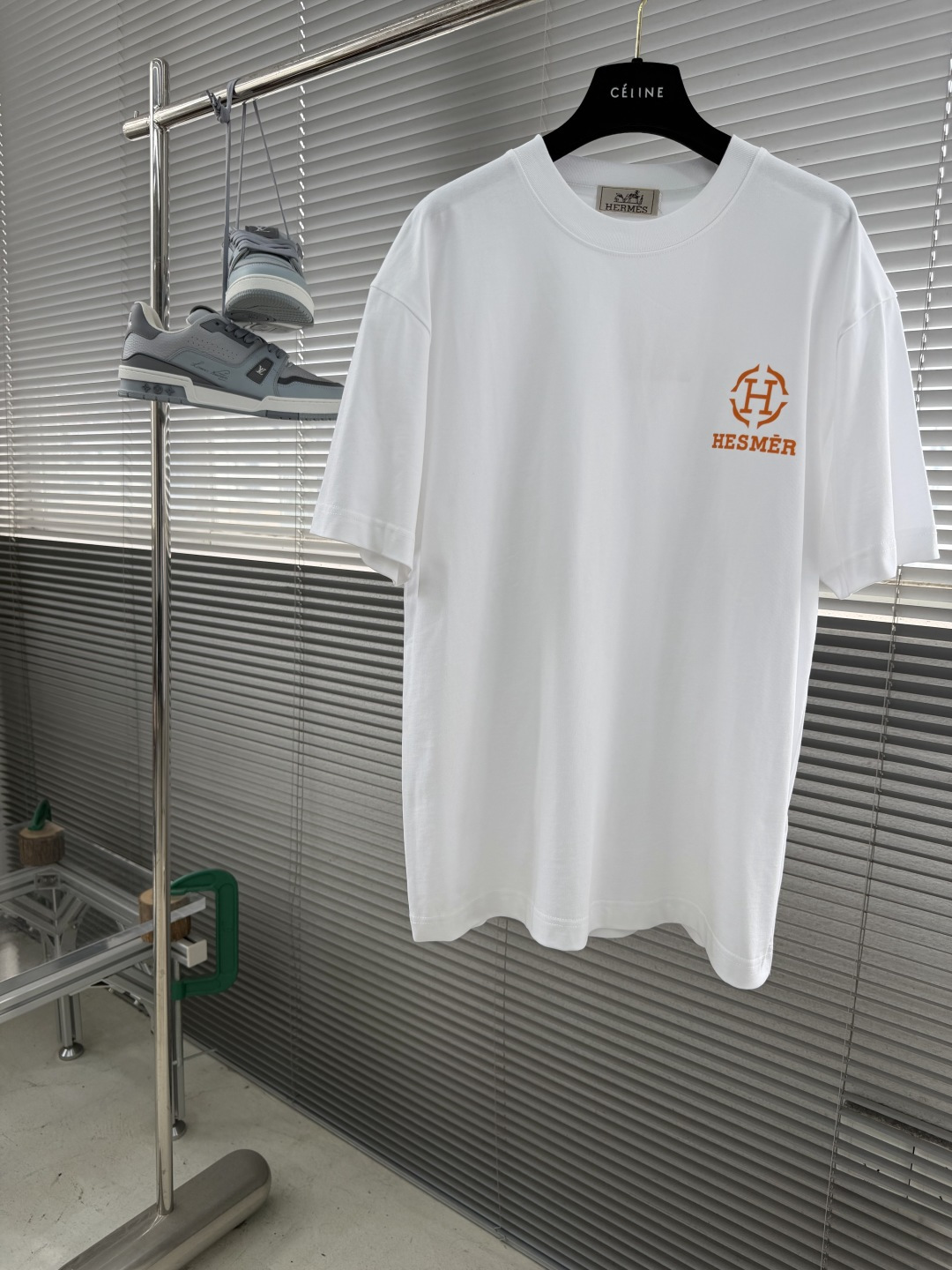 -Herme* 2026春夏新款短袖T恤定制纯棉字母logo植绒码数：S M L XL XXL