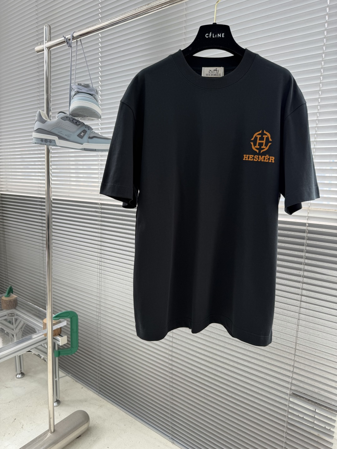 -Herme* 2026春夏新款短袖T恤定制纯棉字母logo植绒码数：S M L XL XXL