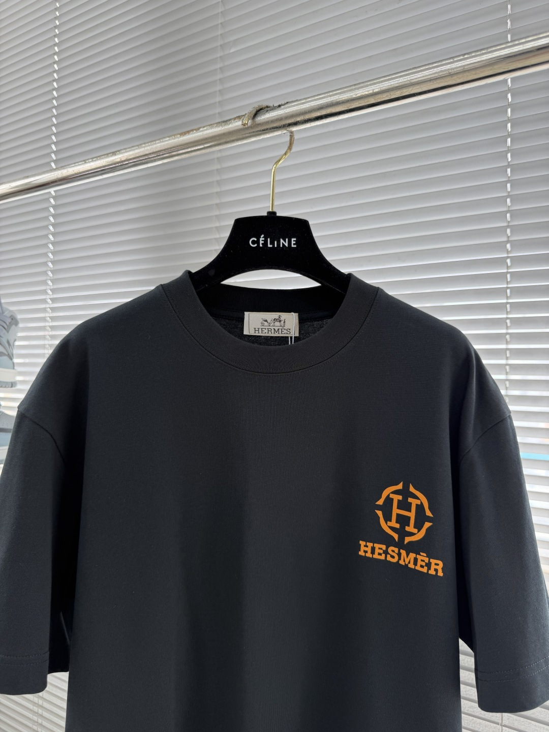 -Herme* 2026春夏新款短袖T恤定制纯棉字母logo植绒码数：S M L XL XXL