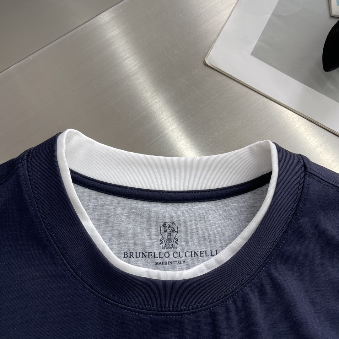 -Brunello Cucinelli BC 假两件圆领短袖T恤 2026SS早春新款短袖 男士日常出门
