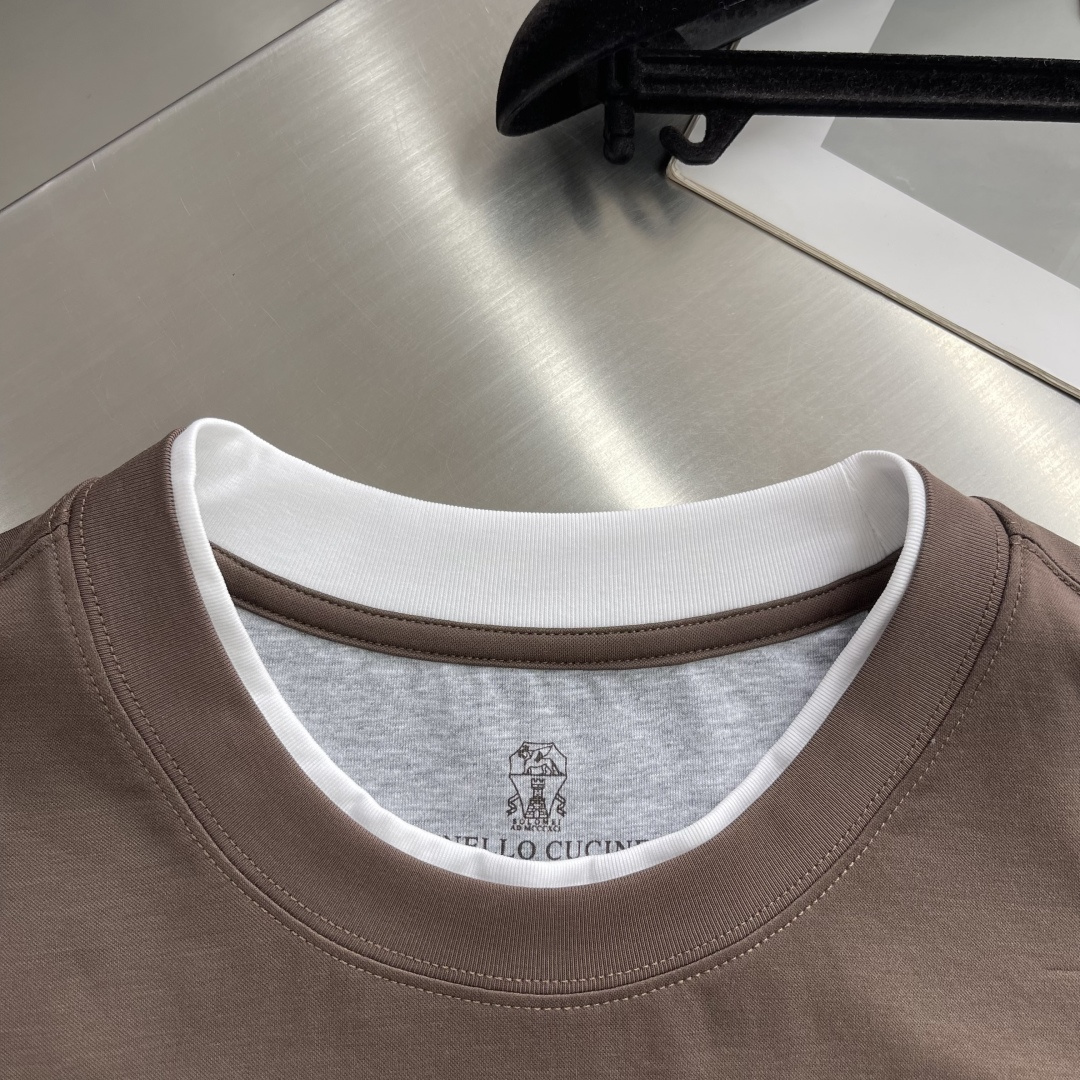-Brunello Cucinelli BC 假两件圆领短袖T恤 2026SS早春新款短袖 男士日常出门