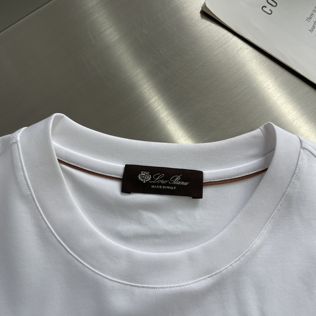 -Loro Piana 2026ss新款纯色圆领短袖T恤， 百搭款式 任何人都可以轻松驾驭 面料全订制 