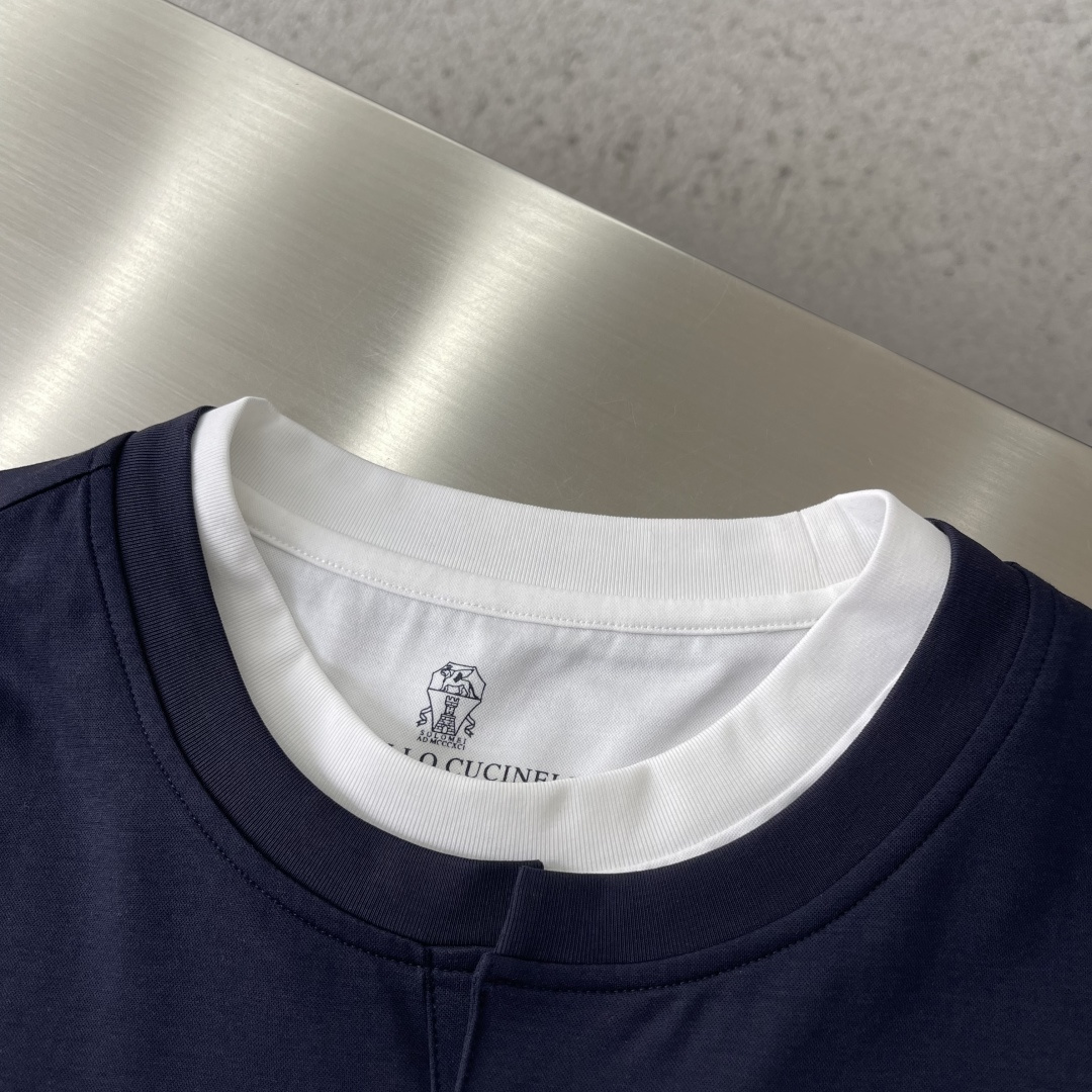 -Brunello Cucinelli BC 假两件圆领短袖T恤 2026SS早春新款短袖 男士日常出门