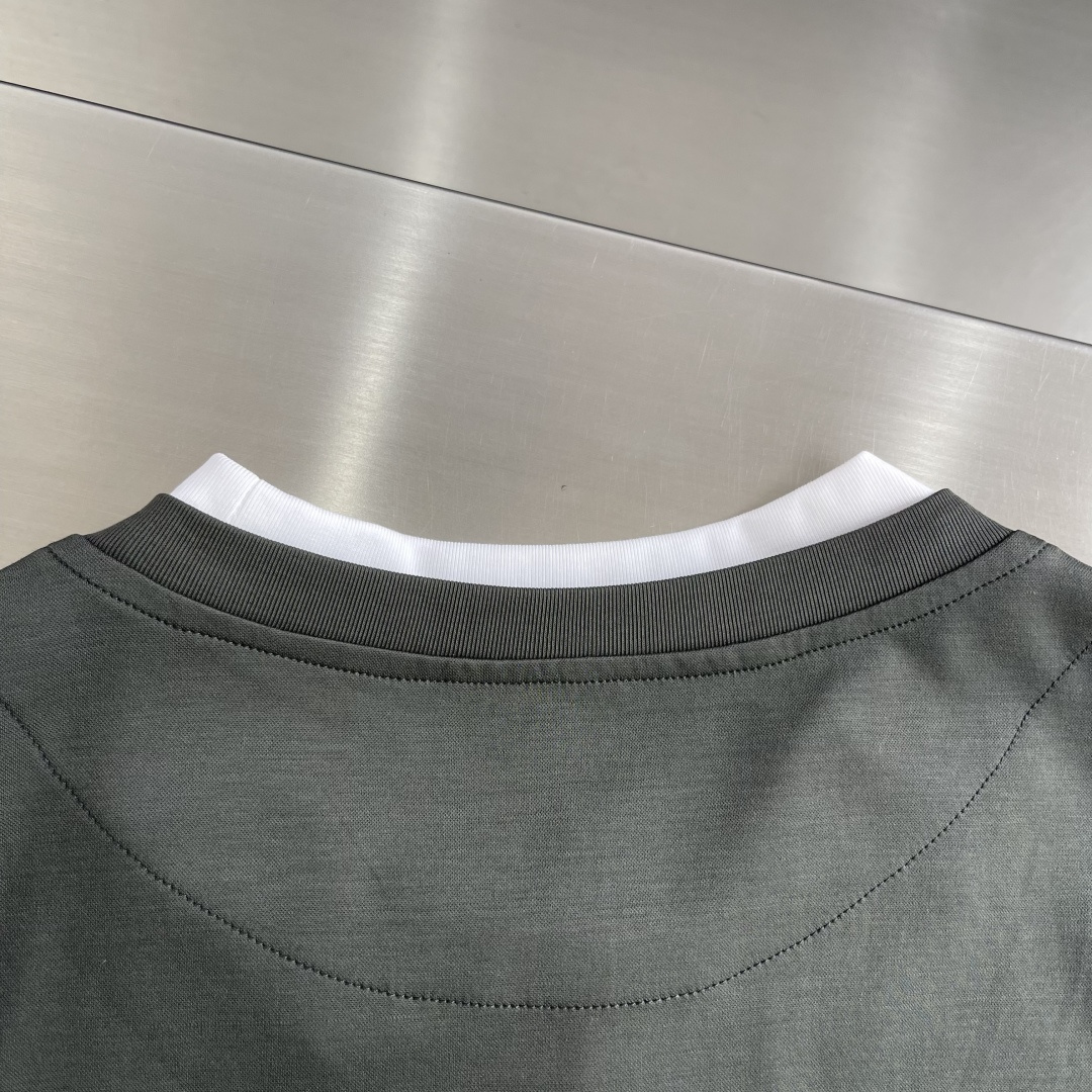 -Brunello Cucinelli BC 假两件圆领短袖T恤 2026SS早春新款短袖 男士日常出门