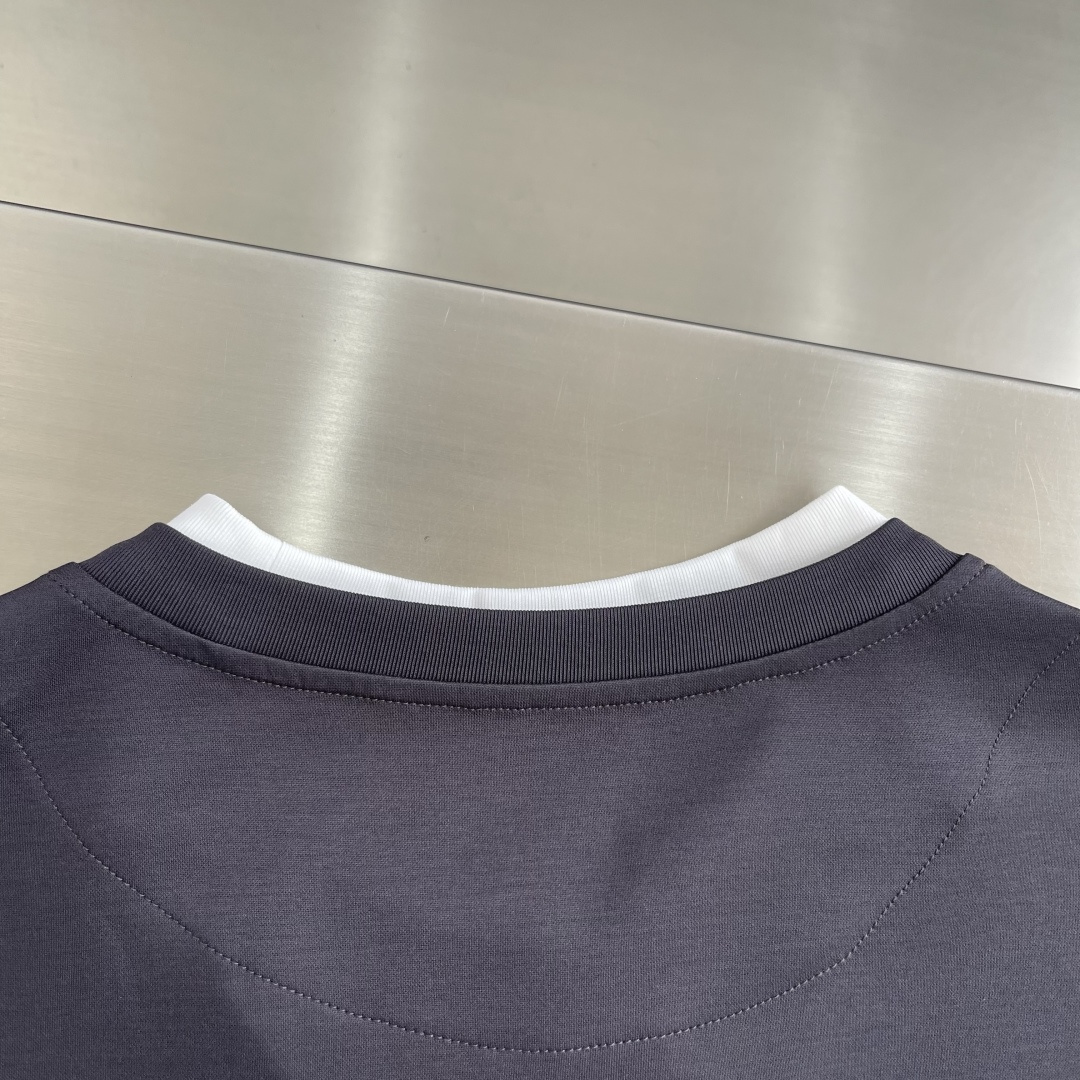 -Brunello Cucinelli BC 假两件圆领短袖T恤 2026SS早春新款短袖 男士日常出门