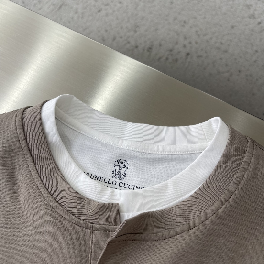 -Brunello Cucinelli BC 假两件圆领短袖T恤 2026SS早春新款短袖 男士日常出门