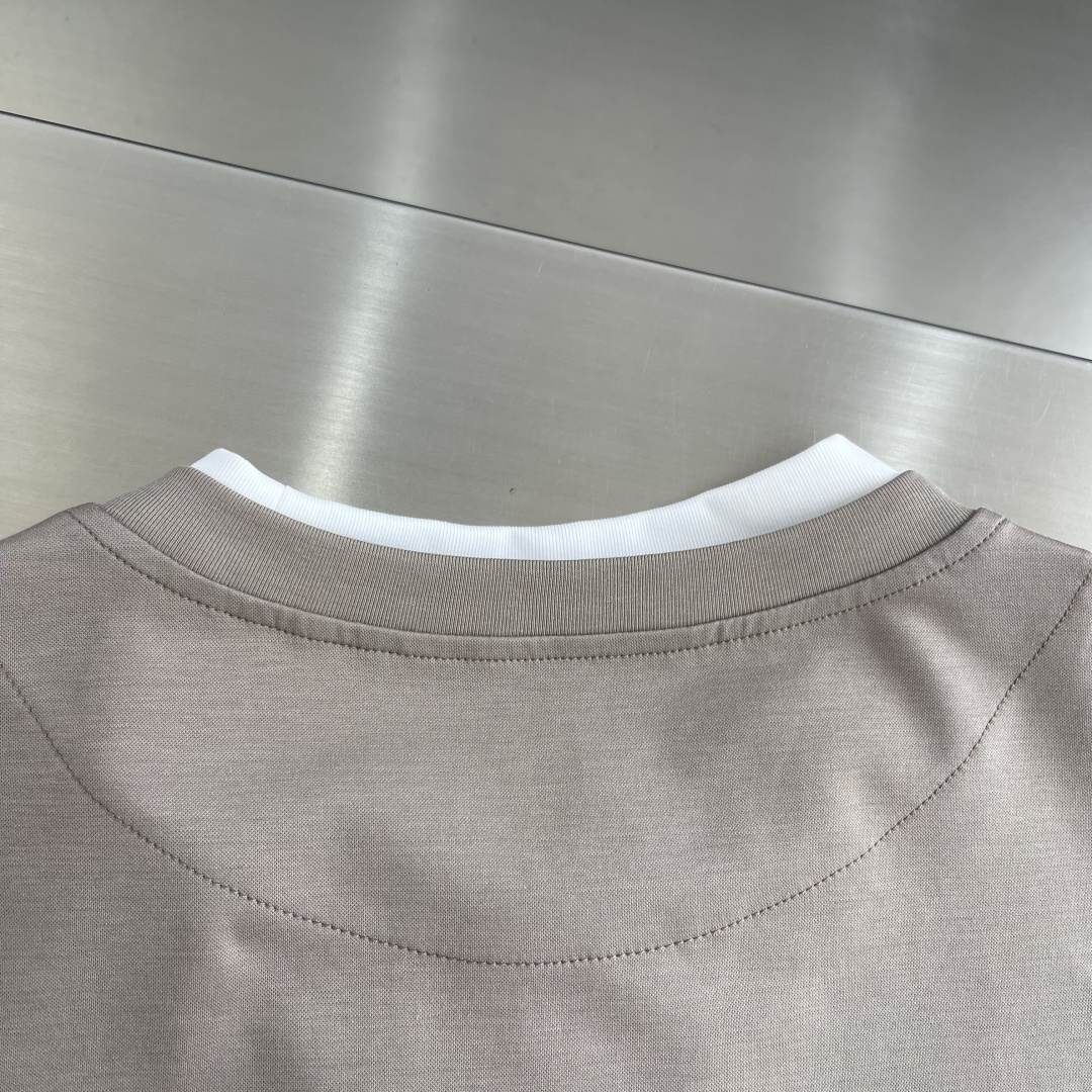 -Brunello Cucinelli BC 假两件圆领短袖T恤 2026SS早春新款短袖 男士日常出门