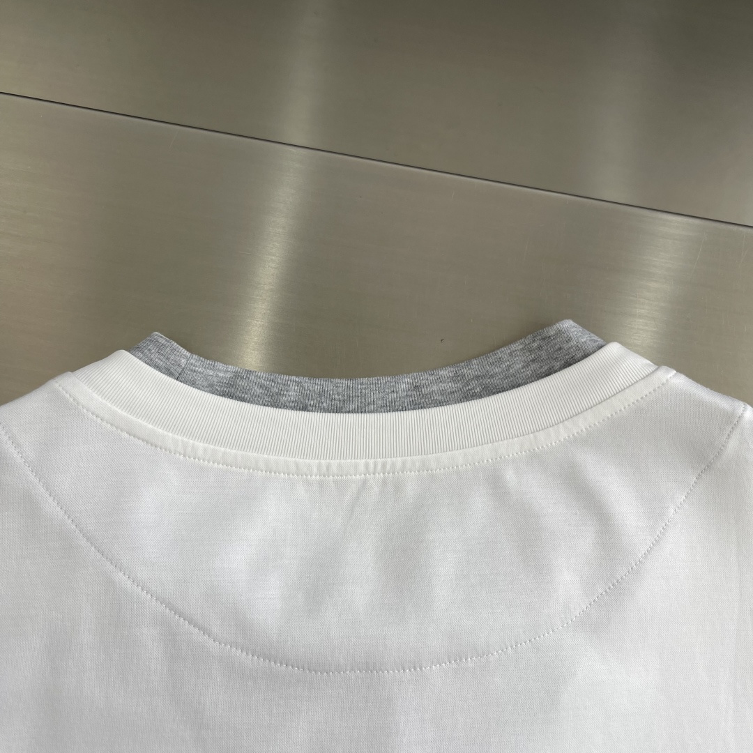 -Brunello Cucinelli BC 假两件圆领短袖T恤 2026SS早春新款短袖 男士日常出门