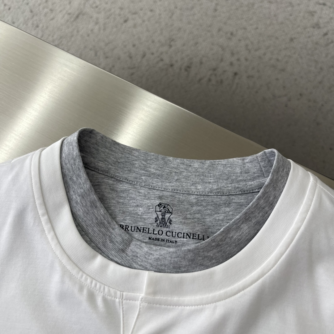 -Brunello Cucinelli BC 假两件圆领短袖T恤 2026SS早春新款短袖 男士日常出门