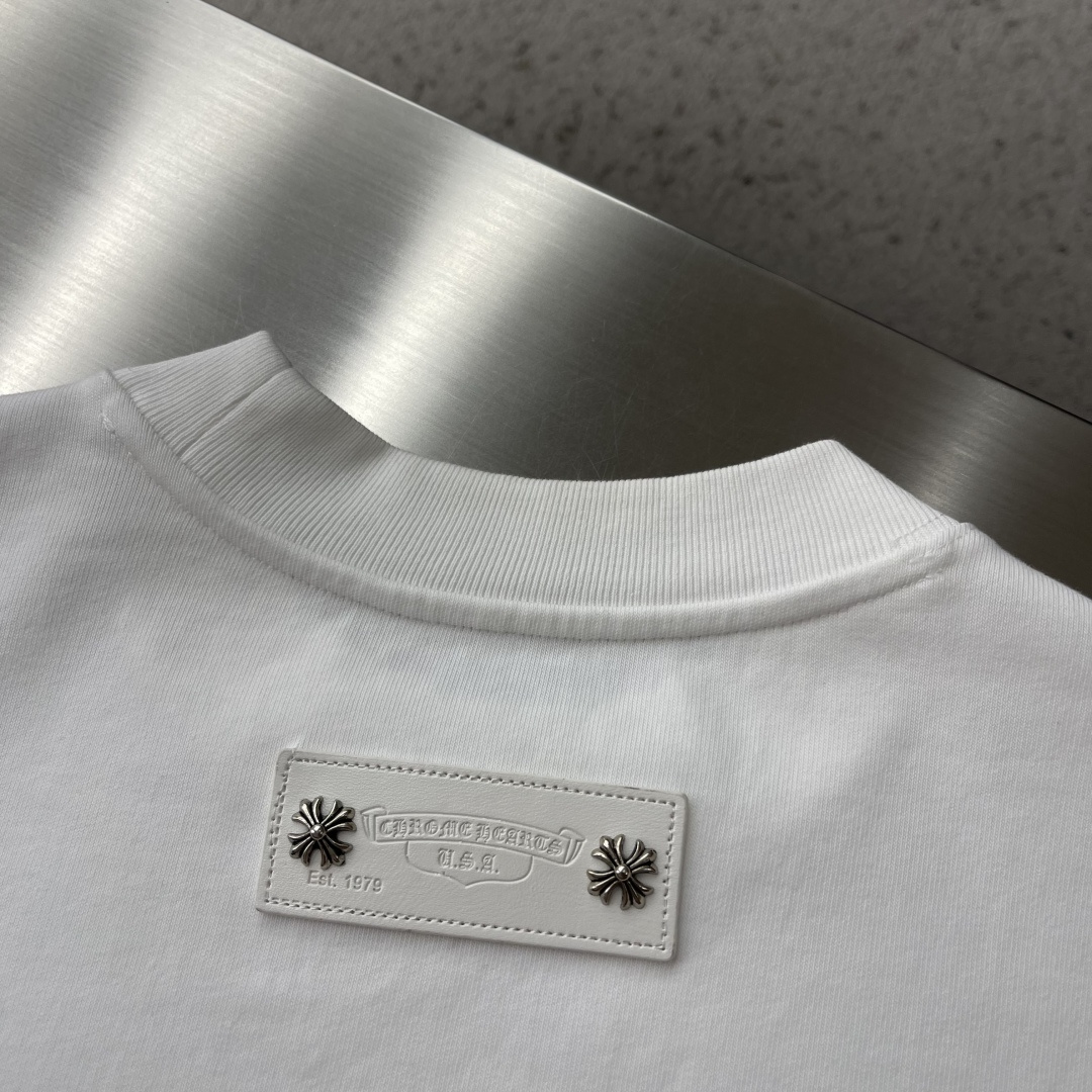 -CH 克罗心 十字架✝️元素短T纯棉高克重材质柔软洗水，舒适，质感足重工皮logo搭配柜柜感拉满爆款延