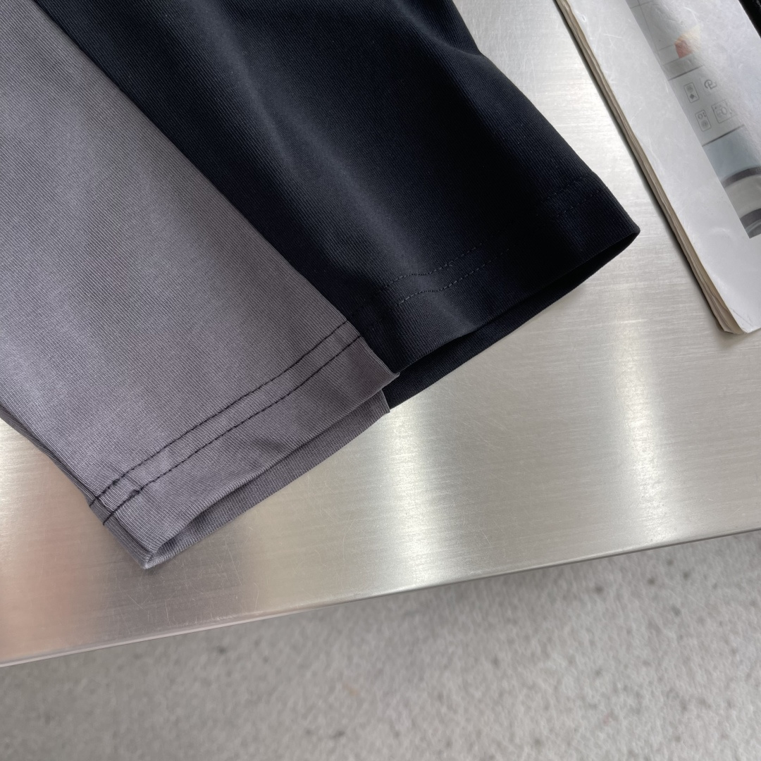 -🐦 鸟家 明线拼接刺绣短袖T恤 采用270克全棉40支双股爽滑透气排汗面料，原版订染布料，全身按四针六