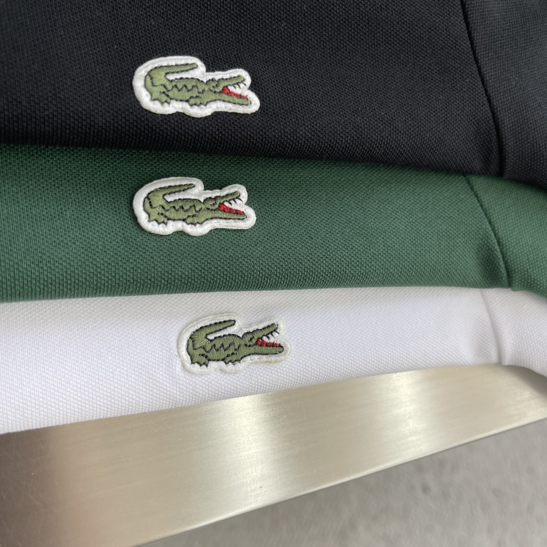 -Lacoste     鳄鱼徽标Polo衫定制琉光蜂萃棉 细腻柔软 舒适透气 纯粹本白为底 以极简质感