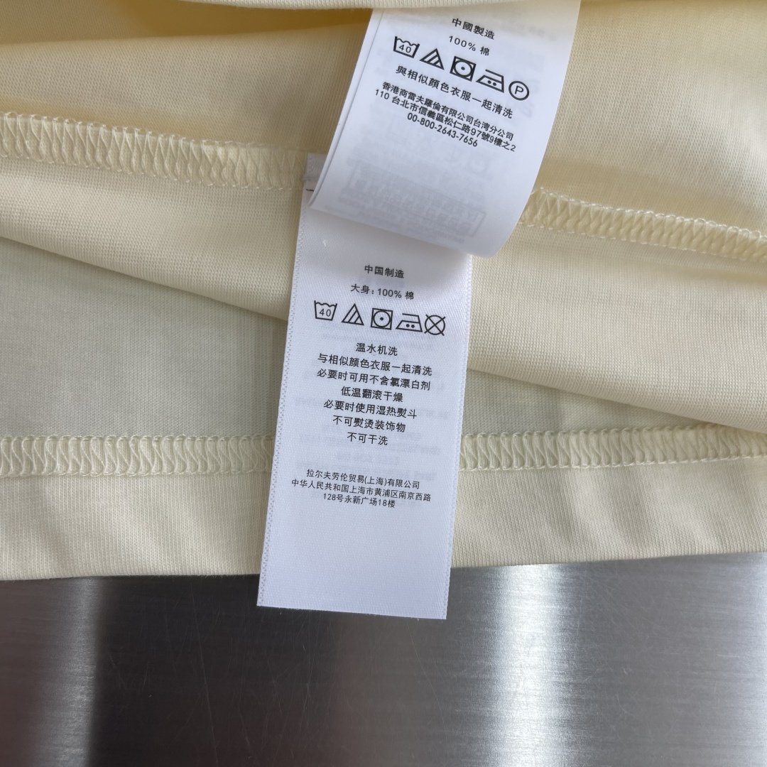 -RaLoro Pianah Lauren 26ss新款 纯色Logo刺绣直筒圆领短袖 T恤 男女同款码