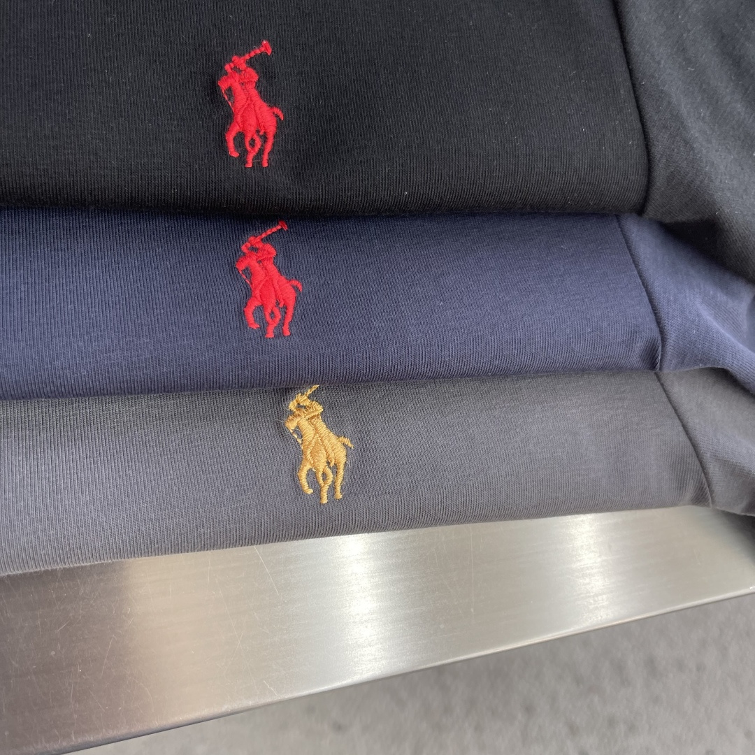 -RaLoro Pianah Lauren 26ss新款 纯色Logo刺绣直筒圆领短袖 T恤 男女同款码