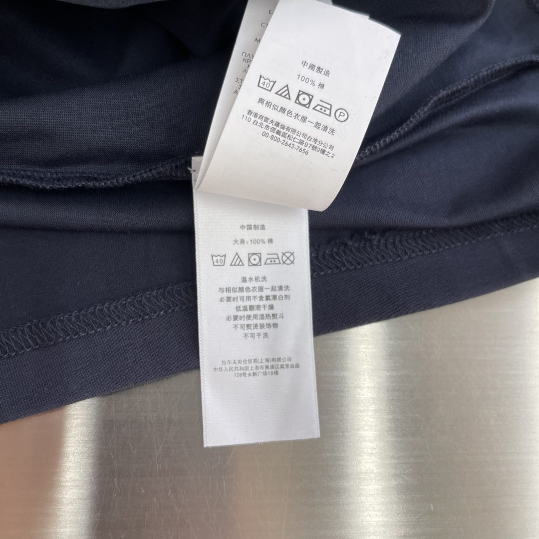 -RaLoro Pianah Lauren 26ss新款 纯色Logo刺绣直筒圆领短袖 T恤 男女同款码