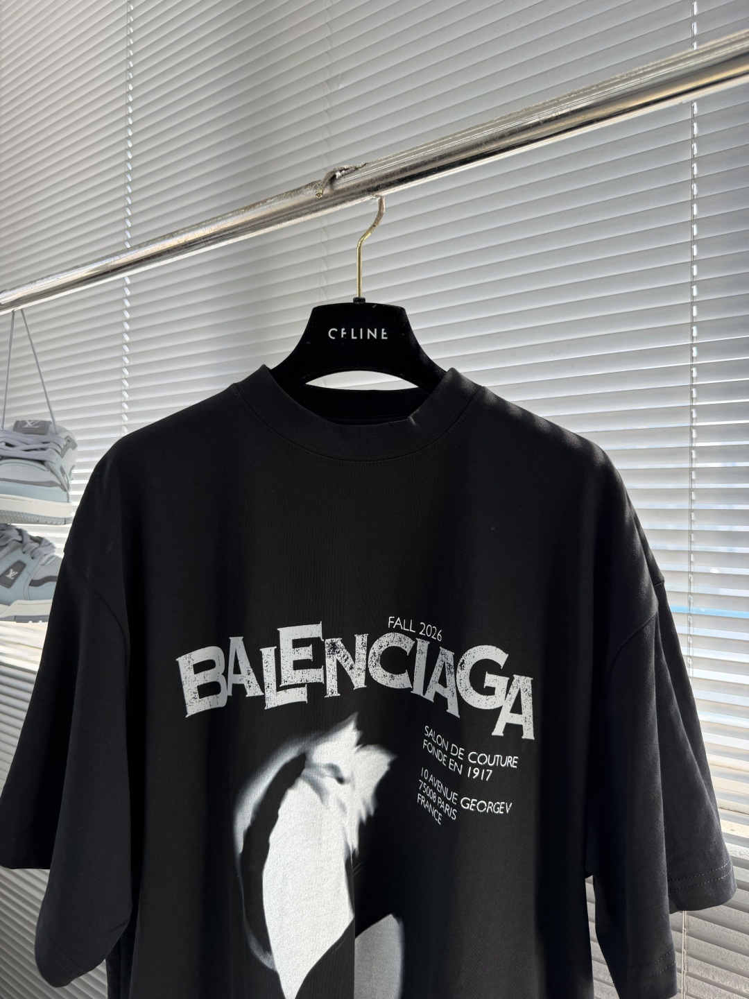 -Balenciag 26ss新款圆领正面饰以印花 T恤 大版型 男款 高版本码数：XS.S.M.L衣长