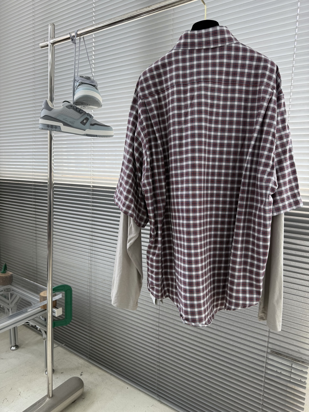 -Balenciag 26ss新款平纹针织面料拼接长袖单排扣 衬衫 宽松版型 高版本。码数：XS.S.M