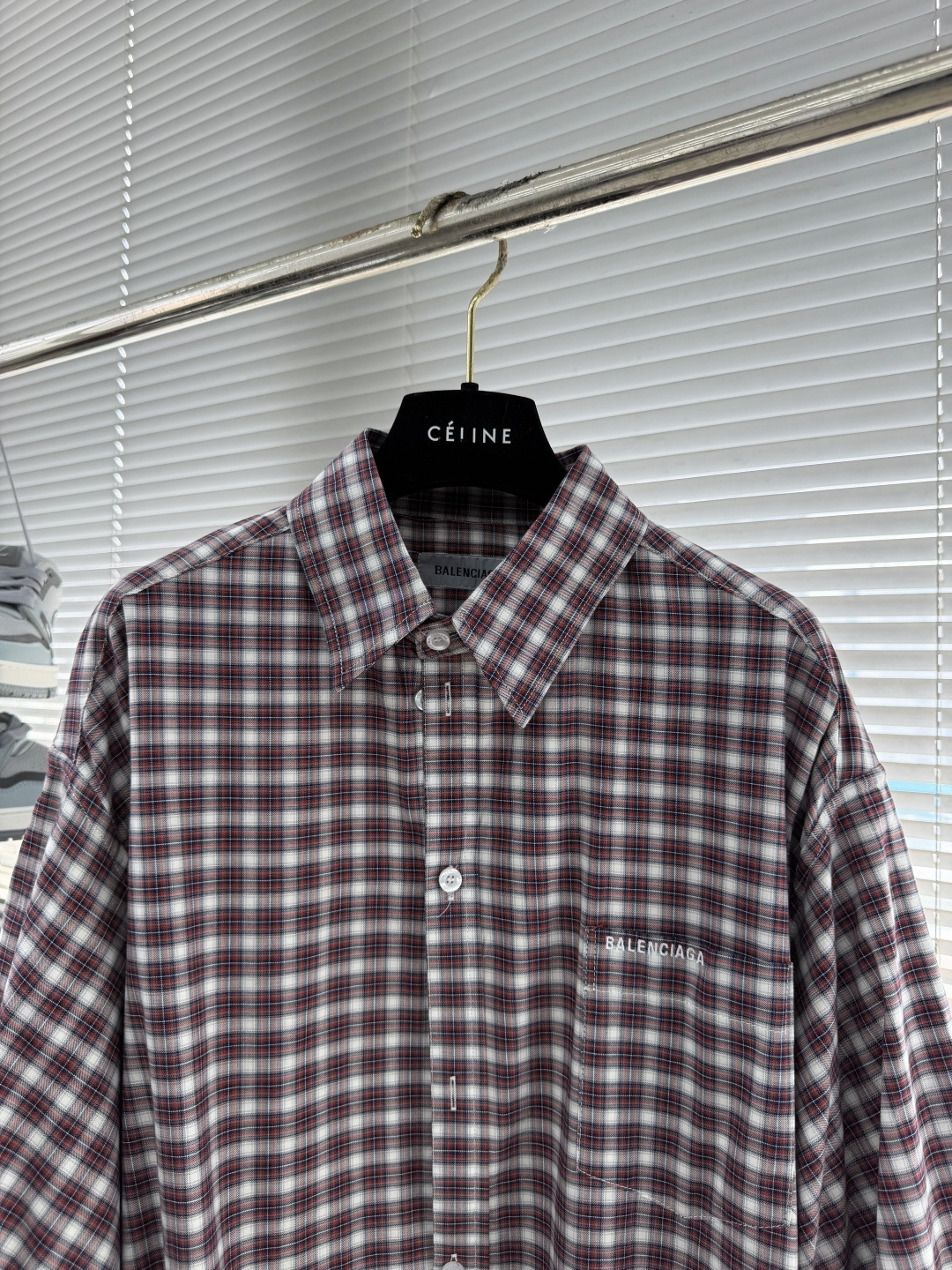 -Balenciag 26ss新款平纹针织面料拼接长袖单排扣 衬衫 宽松版型 高版本。码数：XS.S.M