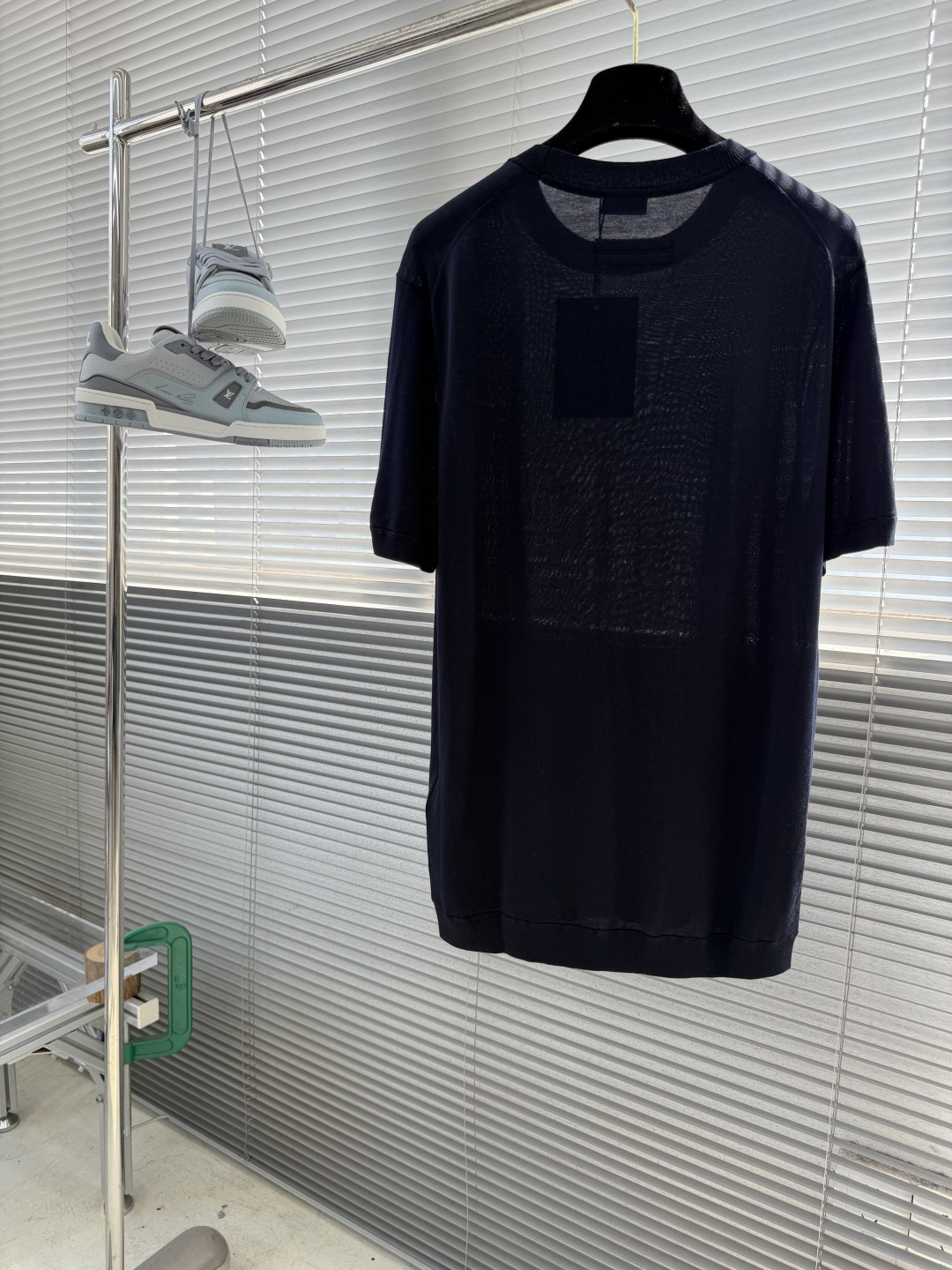 -Z Zegn    26SS春夏新款进口醋酸天丝混纺针织圆领毛衣，男士经典双杠标识提花休闲短袖T恤针织