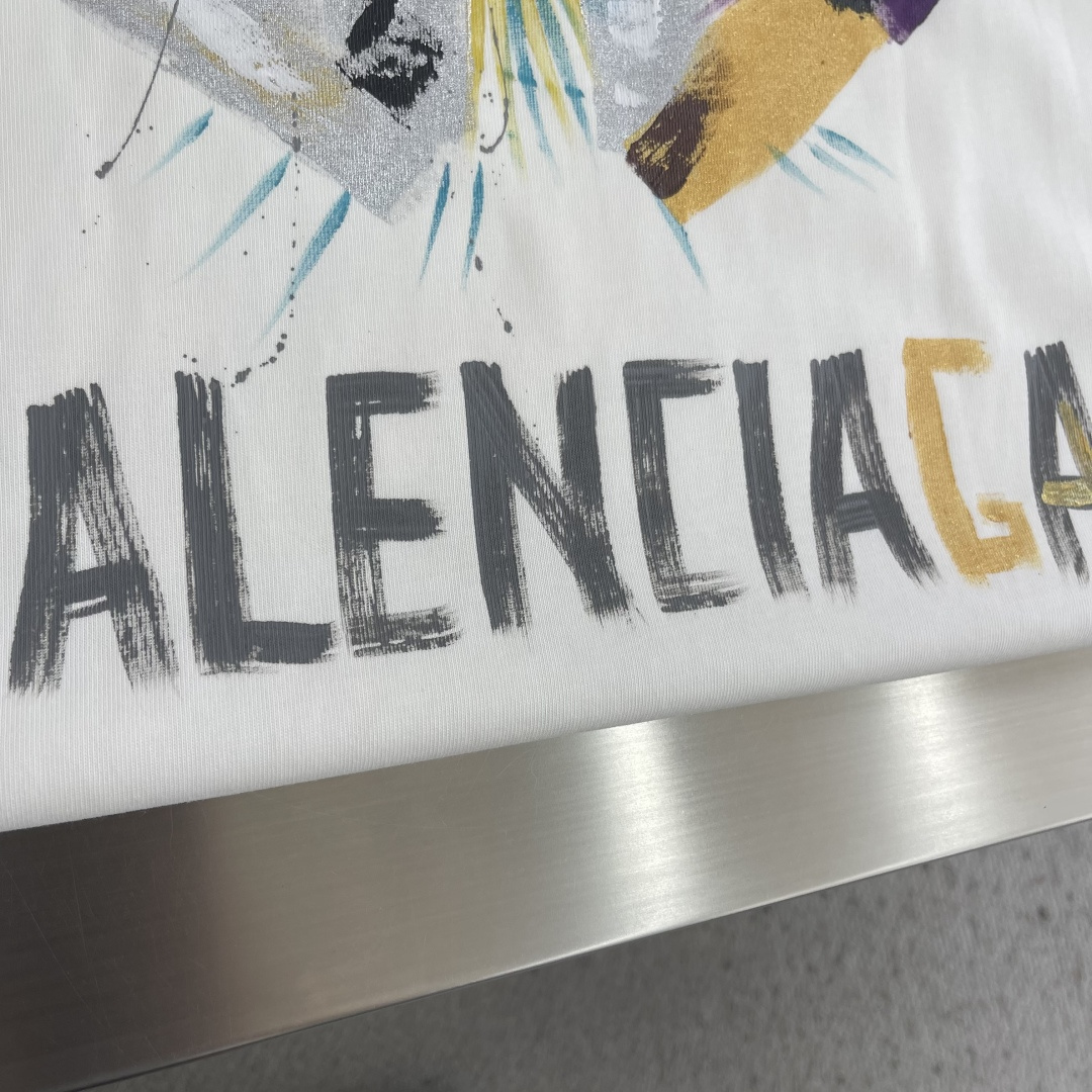 -Balenciag     烫钻字母logo休闲圆领T恤，高端定制 高版本 时尚百搭爆款⚠️宽松版型 