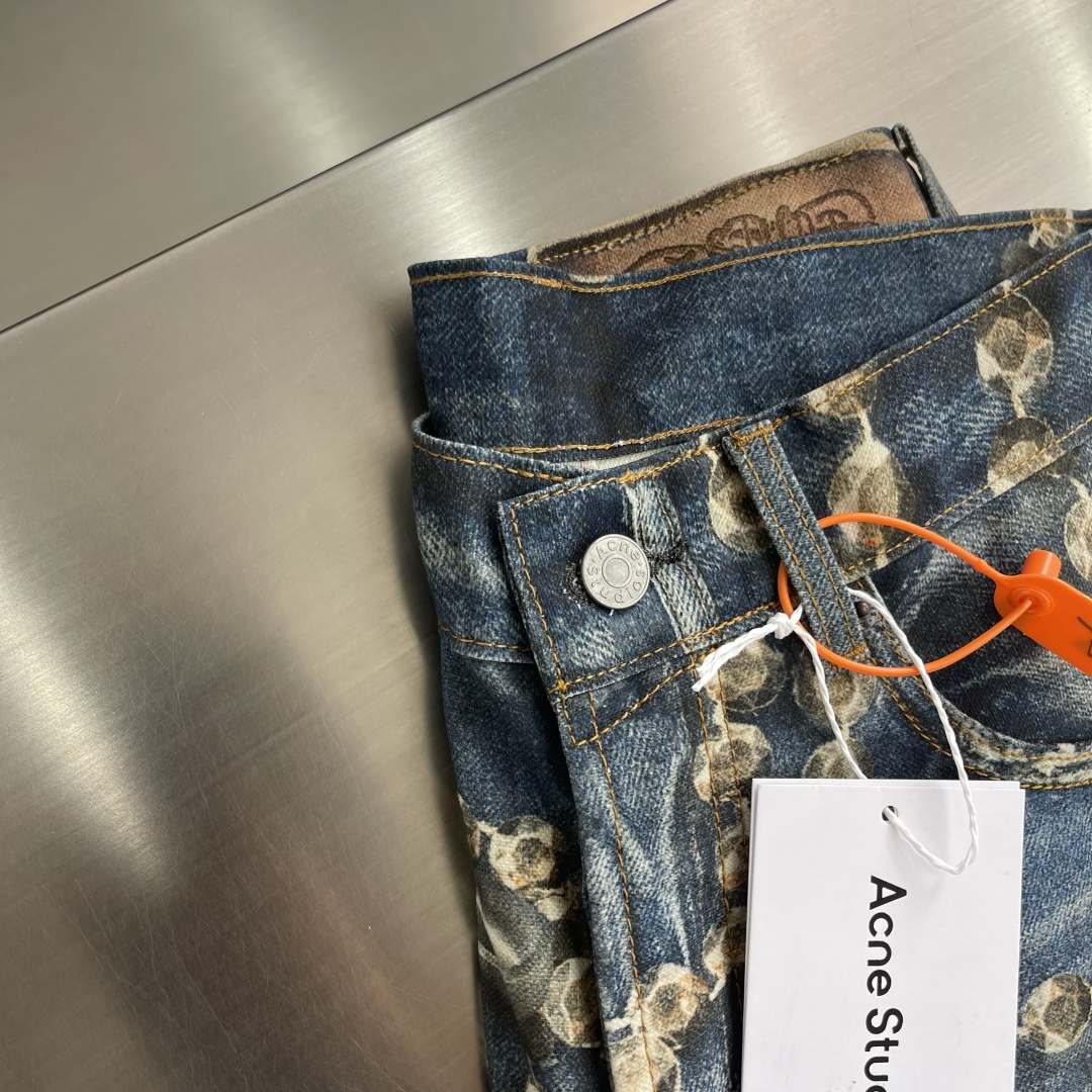 -Acne Studios   错视印花染色做旧牛仔长裤定制雾境重磅原牛织料 质感十足 舒适亲肤 克制的