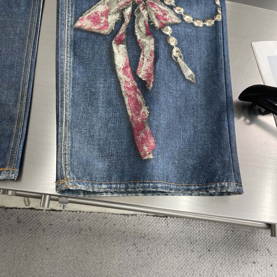 -Acne Studios   错视印花染色做旧牛仔长裤定制雾境重磅原牛织料 质感十足 舒适亲肤 克制的