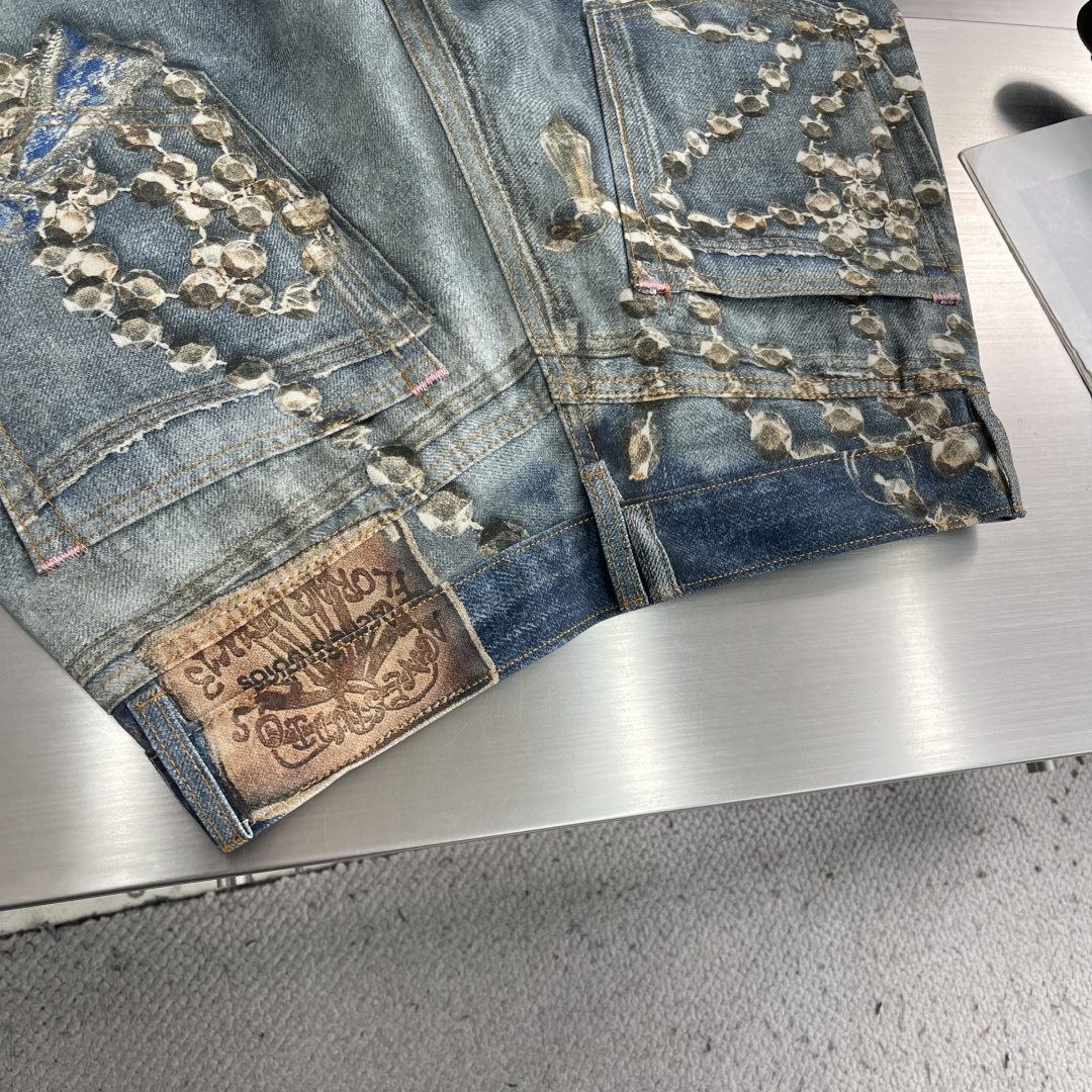-Acne Studios   错视印花染色做旧牛仔长裤定制雾境重磅原牛织料 质感十足 舒适亲肤 克制的