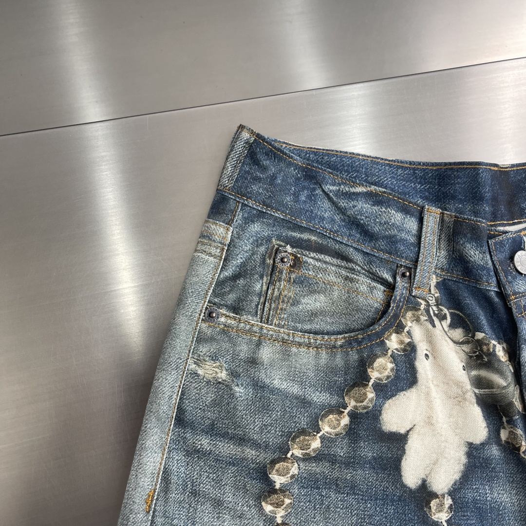 -Acne Studios   错视印花染色做旧牛仔长裤定制雾境重磅原牛织料 质感十足 舒适亲肤 克制的