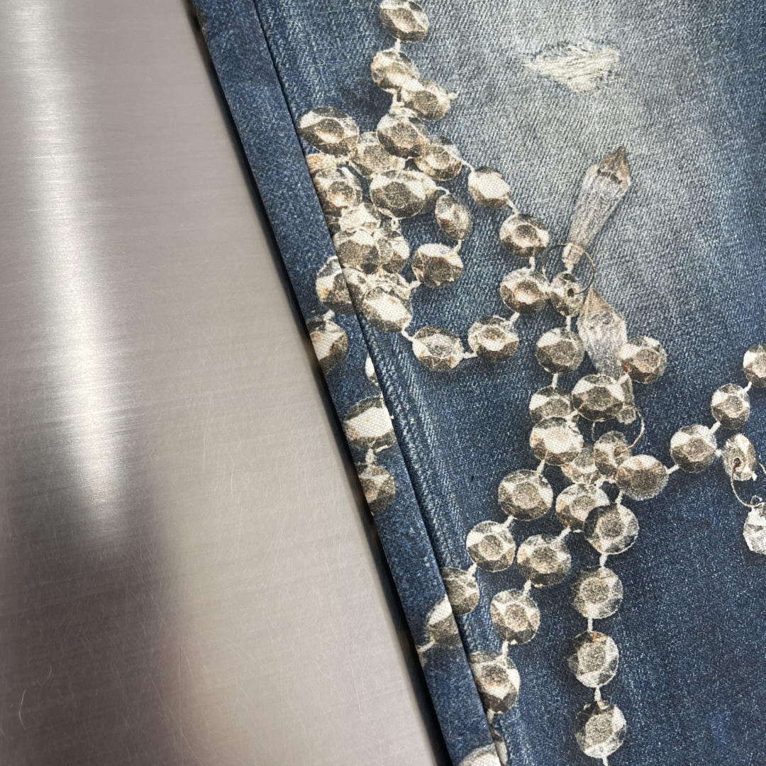 -Acne Studios   错视印花染色做旧牛仔长裤定制雾境重磅原牛织料 质感十足 舒适亲肤 克制的