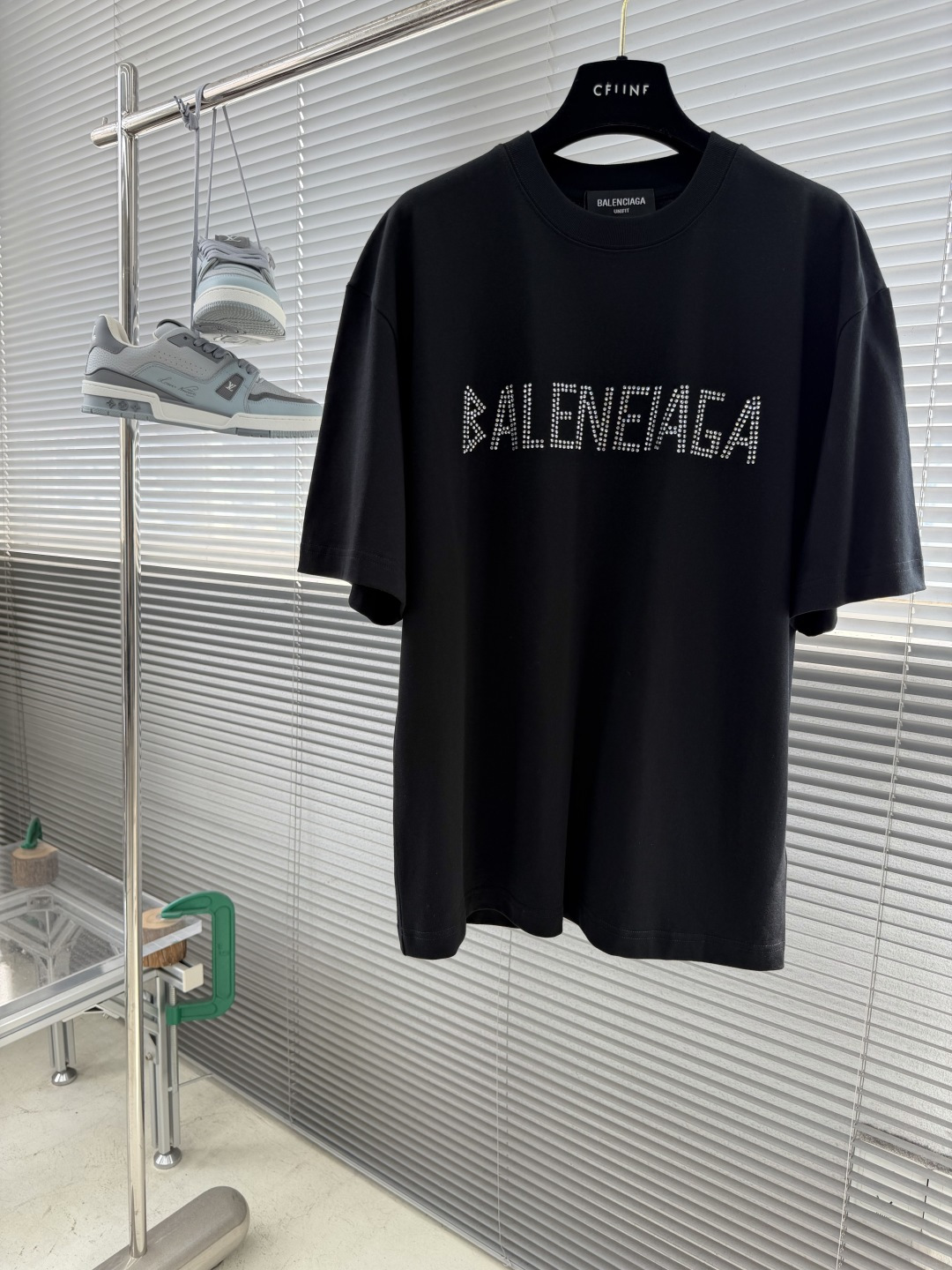 -Balenciag     烫钻字母logo休闲圆领T恤，高端定制 高版本 时尚百搭爆款⚠️宽松版型 