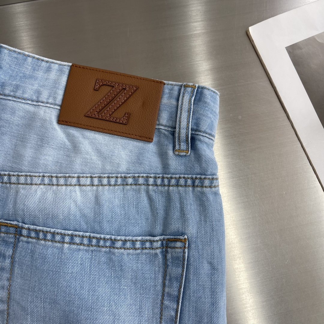 -Z Zegn     最新老钱风直筒超薄牛仔裤！亚麻➕棉居然搞起了“混搭”凑成这斜棱纹面料，百分之41