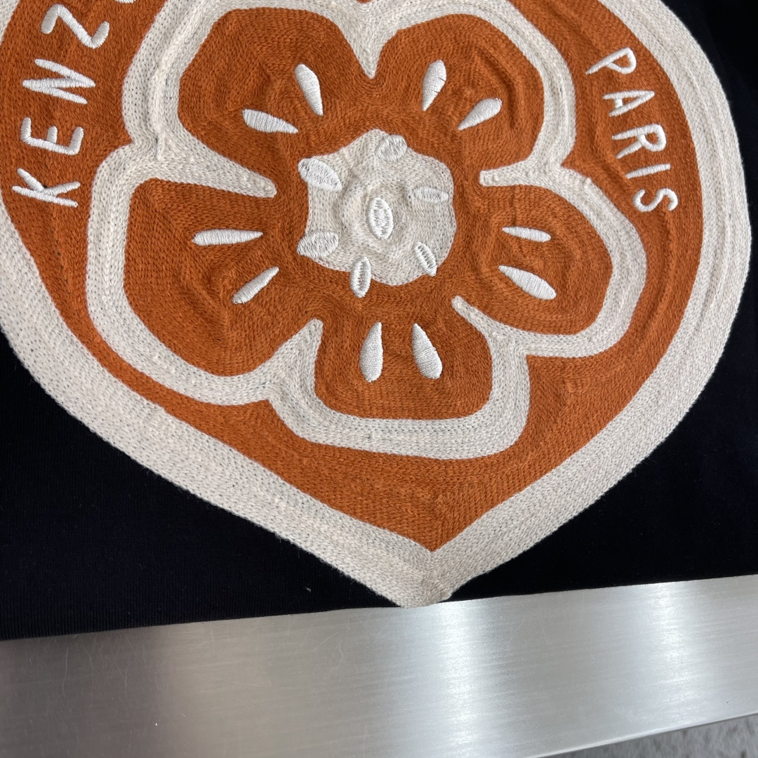 -KENZO/高田贤三Boke Flower2026春夏新款刺绣字母搭配海棠花全棉短袖精选240克100