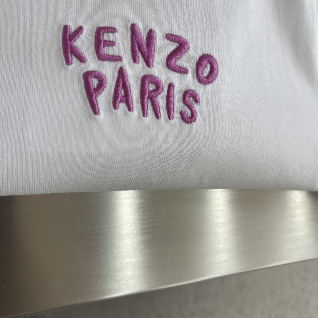 -KENZO/高田贤三Boke Flower2026春夏新款刺绣字母搭配海棠花全棉短袖精选240克100