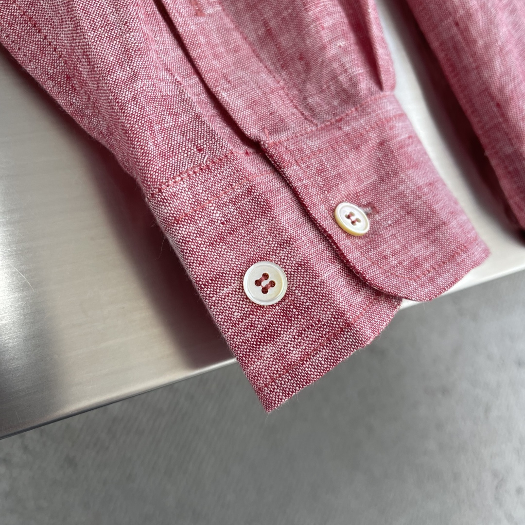 -Loro Piana     26ss新款春夏系列 André 亚麻翻领纽扣长袖衬衫 男女同款   高