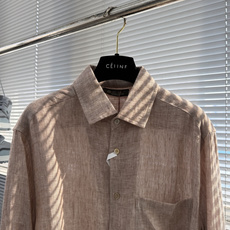 -Loro Piana 26ss新款春夏系列 André 亚麻翻领纽扣长袖衬衫 男女同款 高 -Loro Piana 26ss新款春夏系列 André 亚麻翻领纽扣长袖衬衫 男女同款 高
