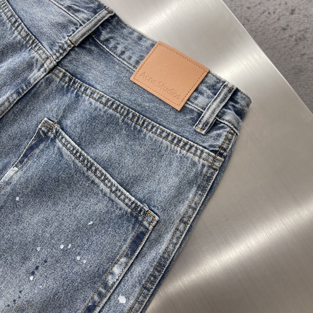 -Acne Studio     新款牛仔长裤随性的手绘泼墨涂鸦设计 洗水颜色，宽筒微弯刀阔腿版型 线条
