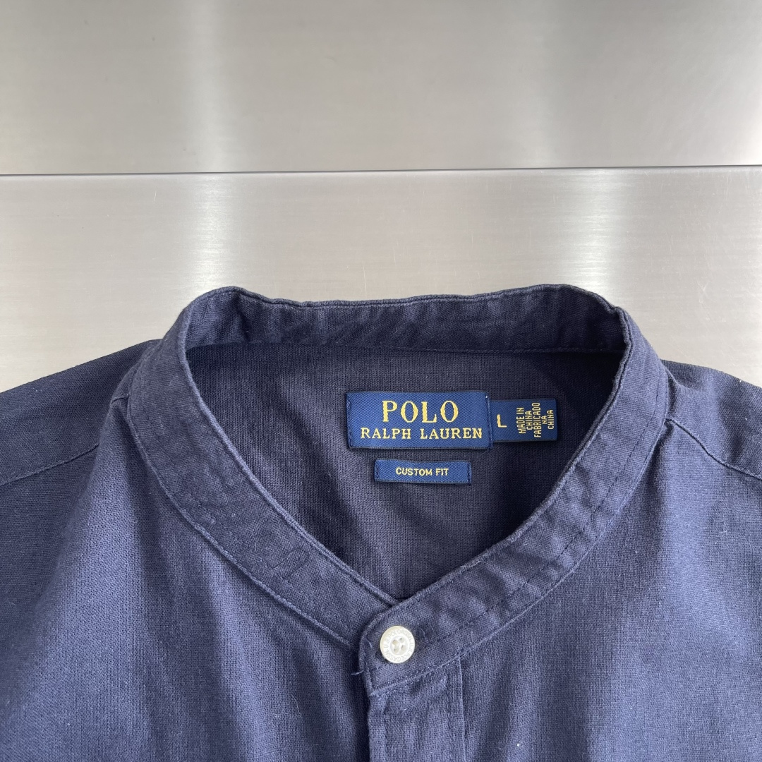 -Ralph Lauren     刺绣小马 麻棉立领短袖 码数：M-XXL甄选天然亚麻混纺面料原生透气