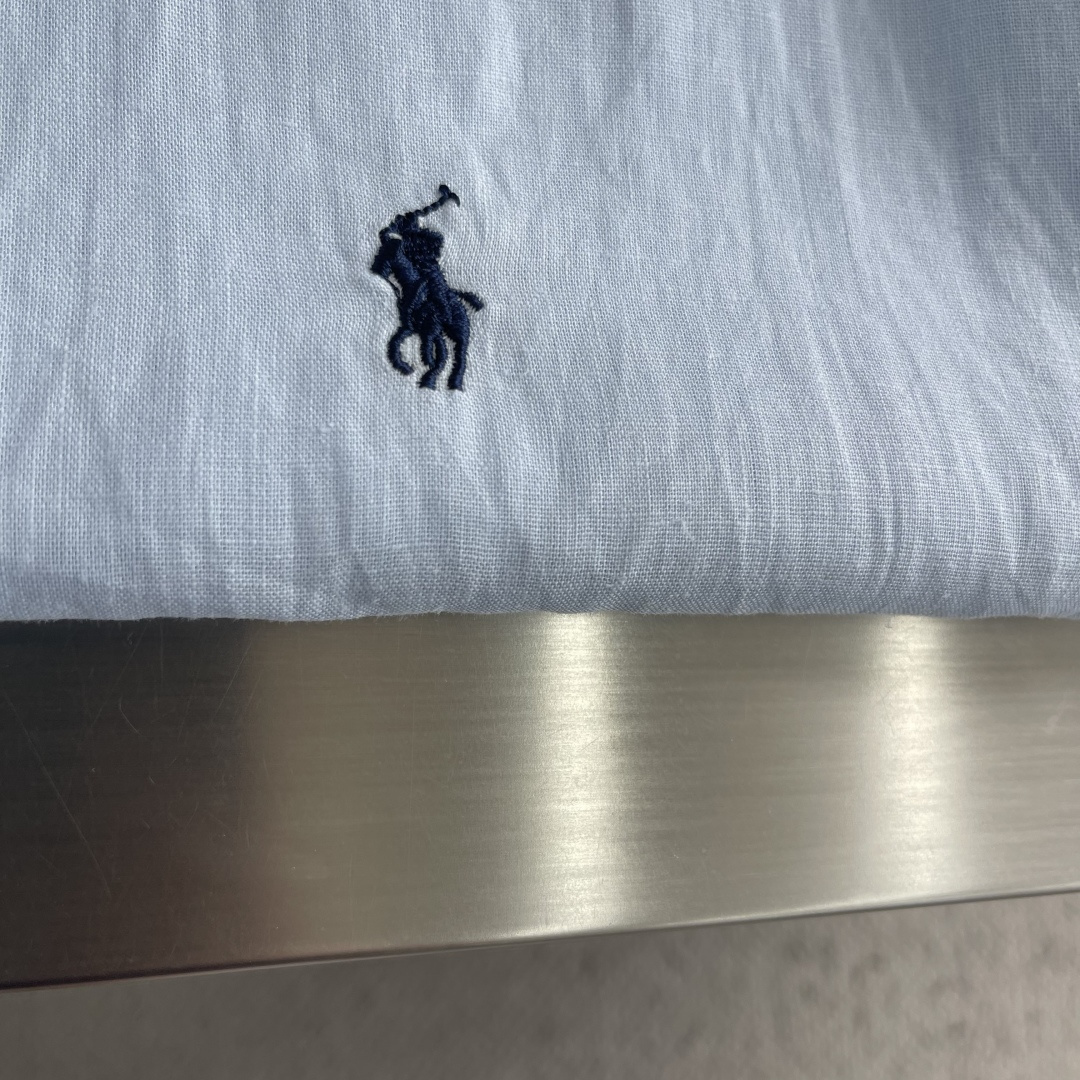 -Ralph Lauren     刺绣小马 麻棉立领短袖 码数：M-XXL甄选天然亚麻混纺面料原生透气