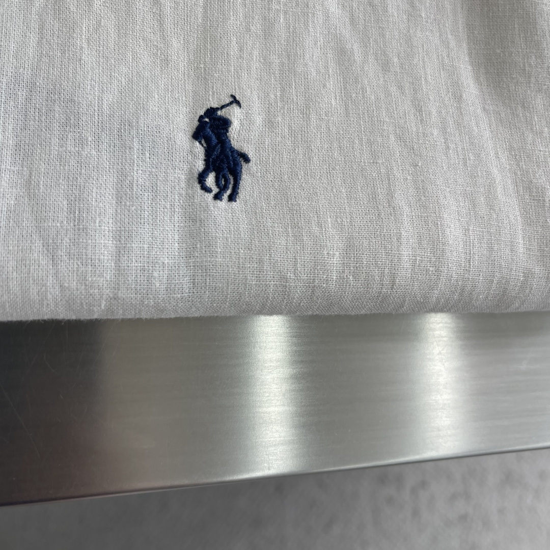 -Ralph Lauren     刺绣小马 麻棉立领短袖 码数：M-XXL甄选天然亚麻混纺面料原生透气