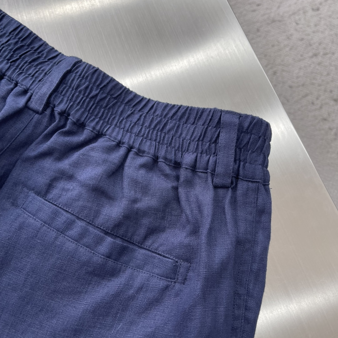 -Loro Piana     100%亚麻休闲短裤 意式老钱风的夏日松弛感甄选法国诺曼底产区100%高
