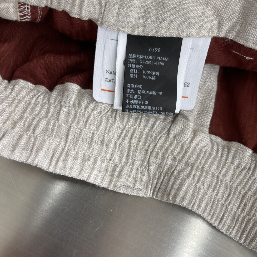 -Loro Piana     100%亚麻休闲短裤 意式老钱风的夏日松弛感甄选法国诺曼底产区100%高