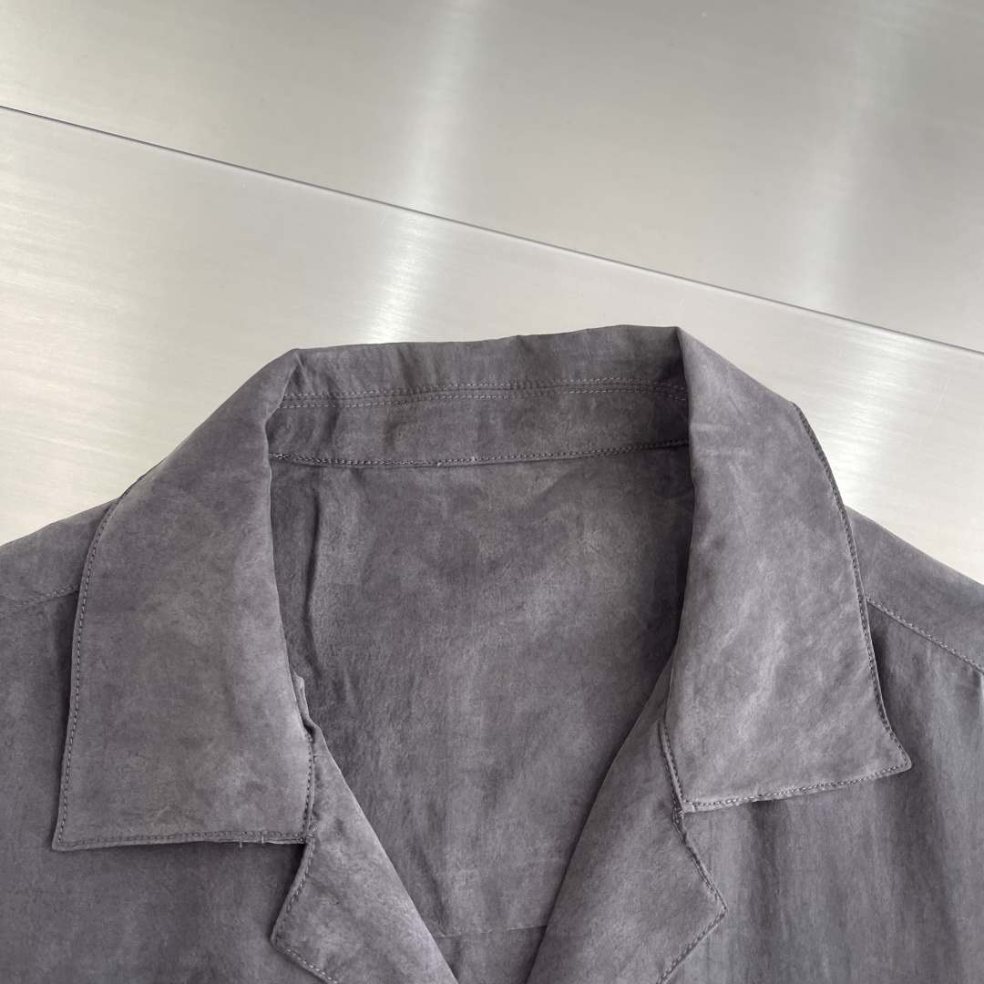 -Loro Piana     2026春夏翻领男士真丝短袖衬衫 可商务可休闲 采用100%铜氨丝面料，